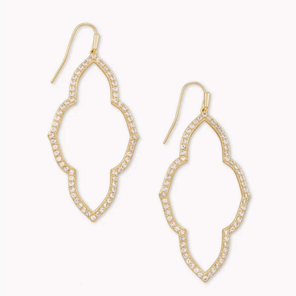Kendra Scott - Abbie Gold Open Frame Earrings in White Crystal